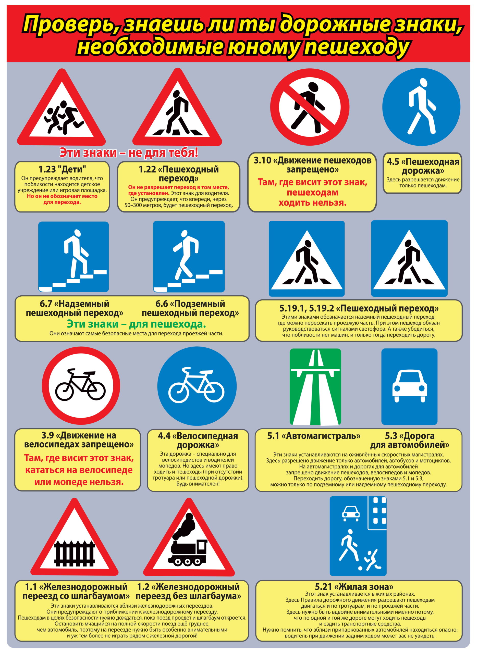 Пешеходные знаки дорожного движения картинки с пояснениями для детей